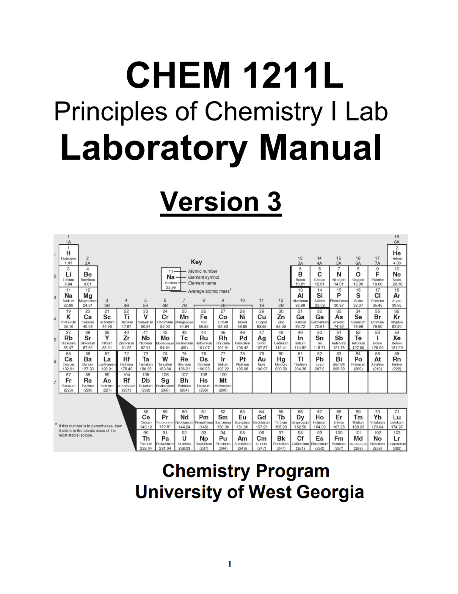 Cover image for CHEM 1211L LAB MANUAL - FALL 2025