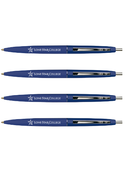 Lone Star College Clic Pen, Silver Clip, 4 Pack, Navy; $9.95