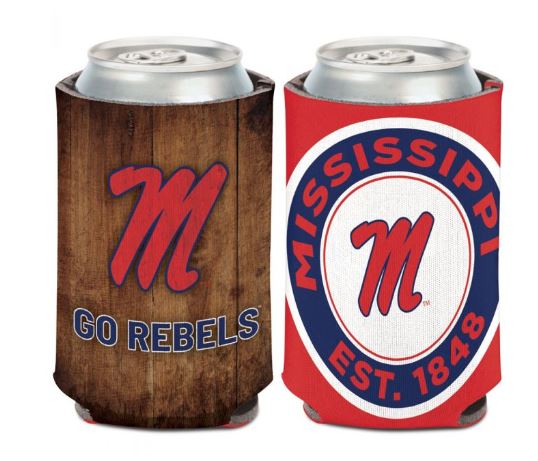 image of: Ole Miss Script M Wood Evolution Can Cooler