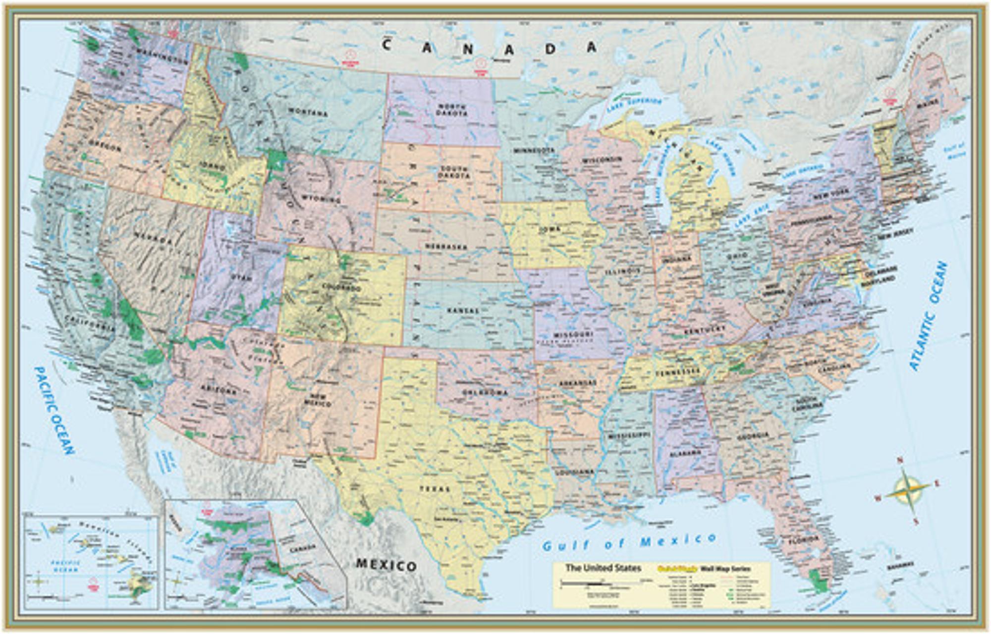 Cover image for US MAP LAMINATED POSTER (50"X32")