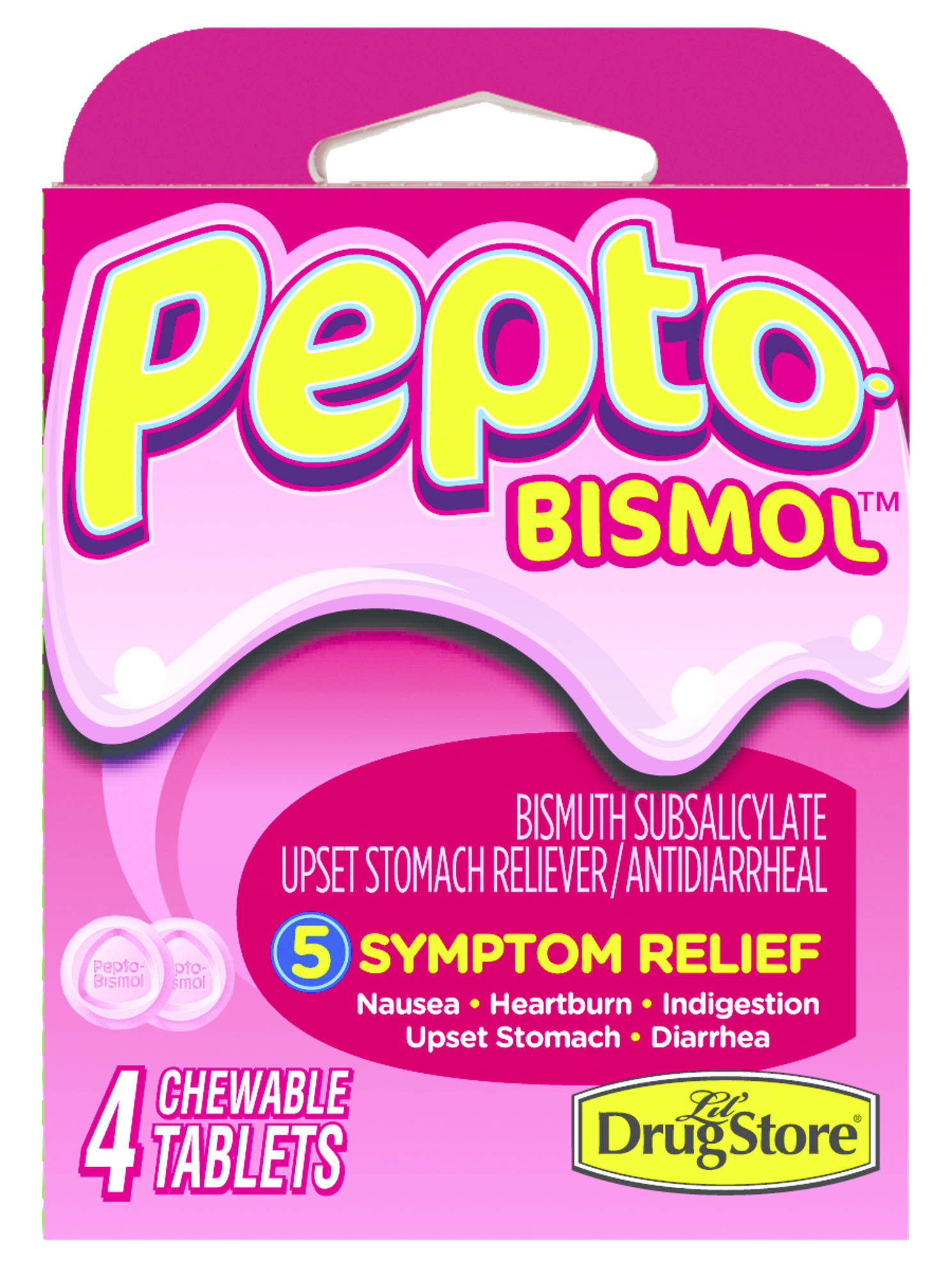 Product image 1 of 1 for Lil' Drug Store Brand Pepto Bismol Chewable Tablet Stomach Remedy