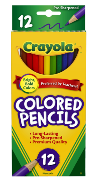 Crayola Colored Pencils, Classic Colors, 12 Pack; $4.99
