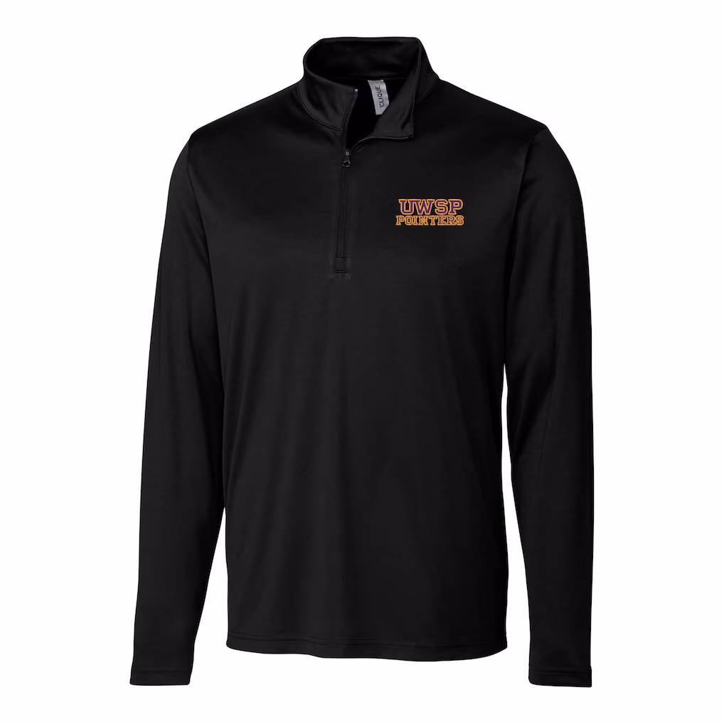 Product image 1 of 1 for University of Wisconsin Stevens Point Emb Spin Half Zip, Black
