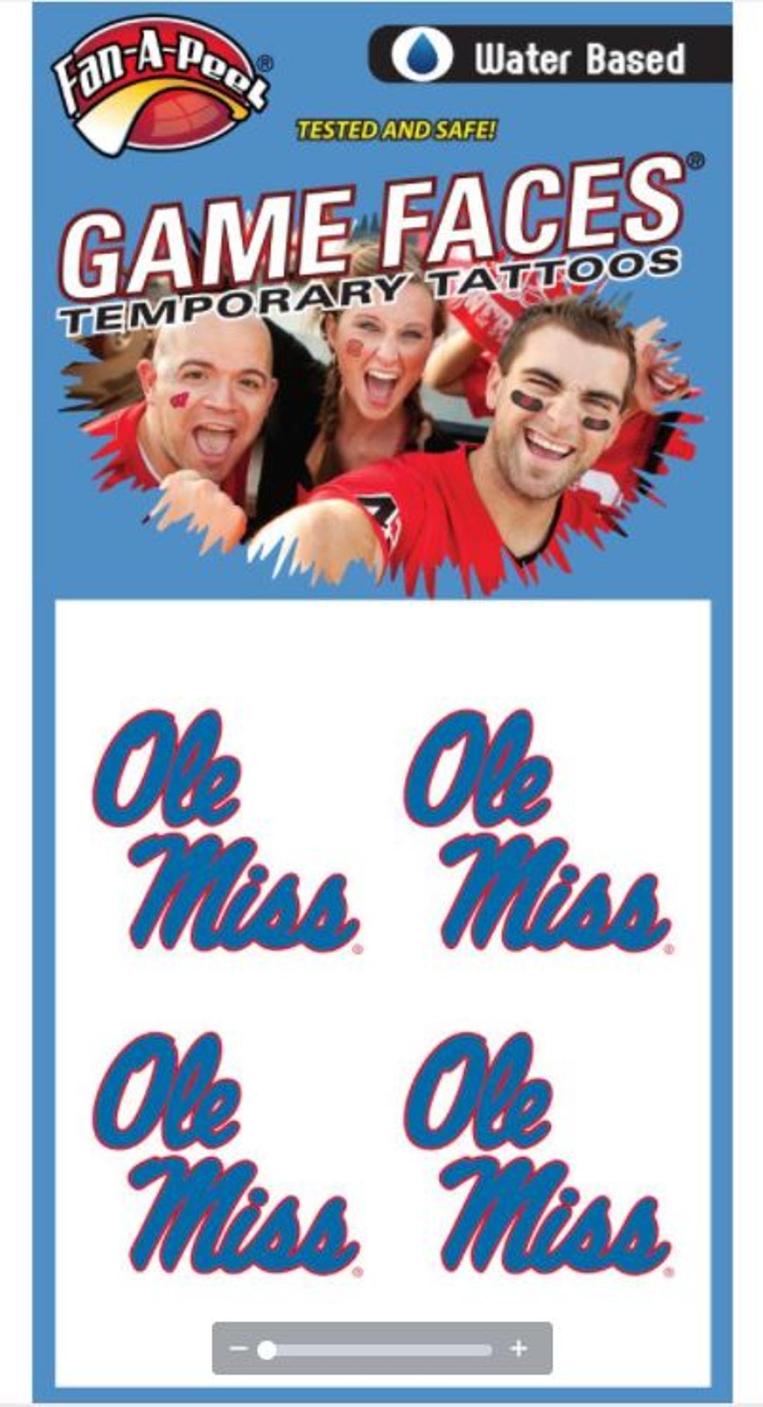 image of: Ole Miss Powder Blue Script Water Based Tattoos