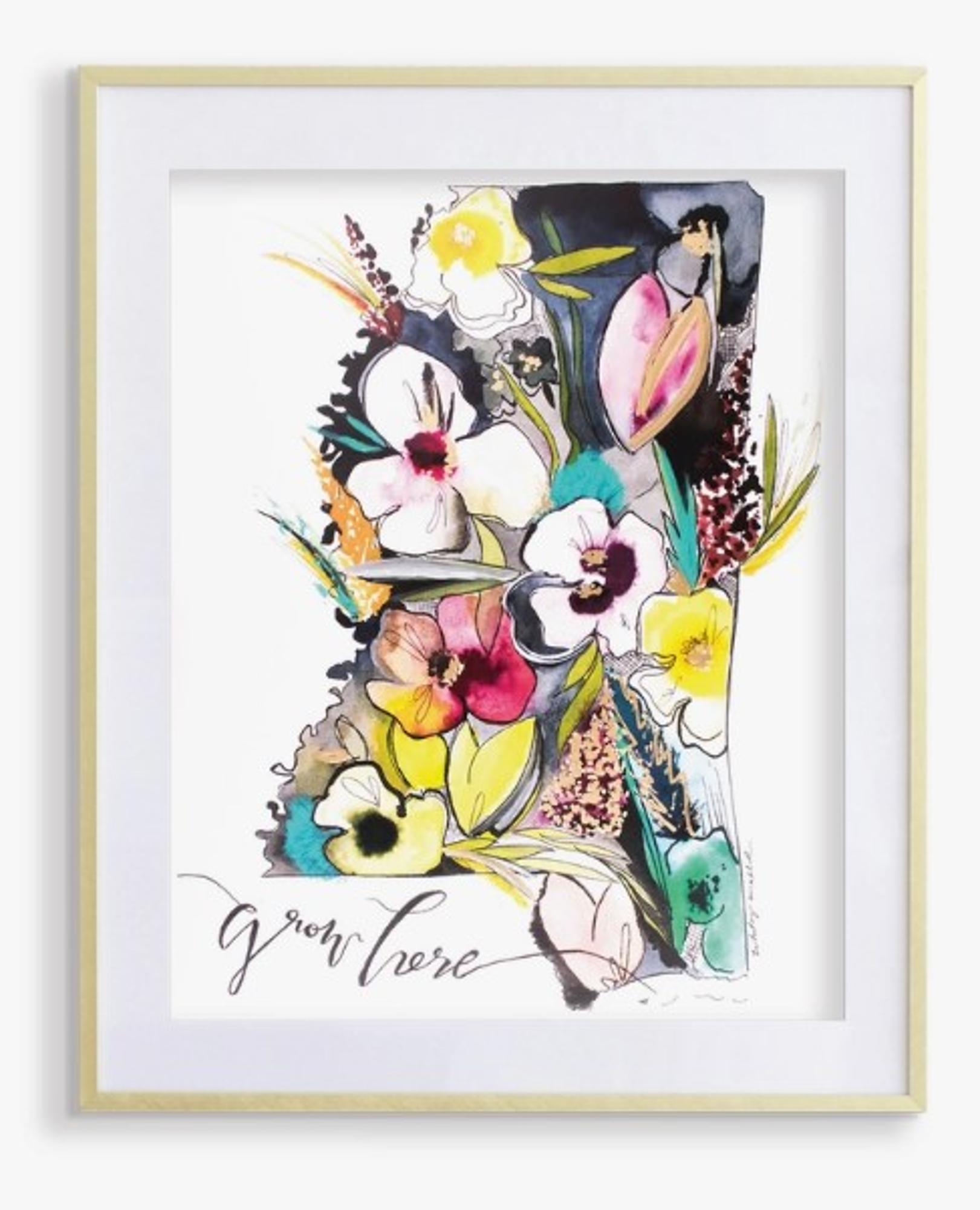 image of: Grow Here Mississippi Floral Watercolor Print 11x14