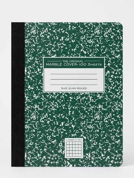 GRAPH COMPOSITION BOOK GREEN MARBLE; $4.99