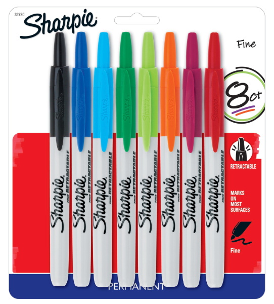 Sharpie Retractable Markers, Asst. 8pk; $34.99