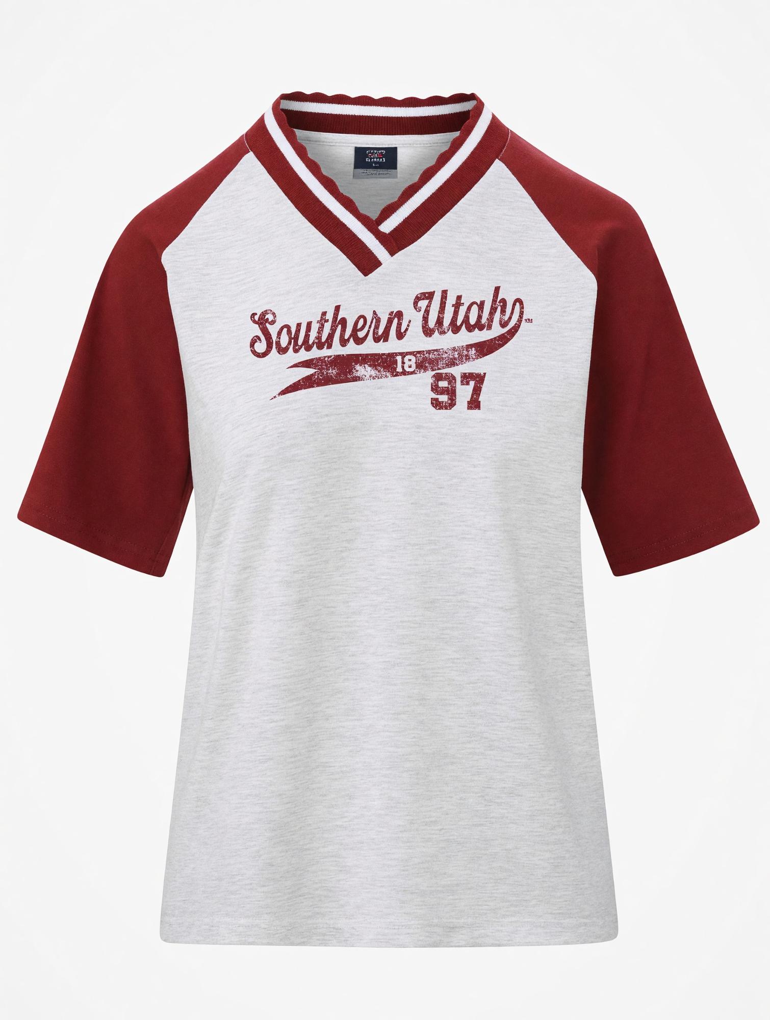 Product image 1 of 1 for MV Sport Women’s Team Tee – Gray/Red (SUU 1897)