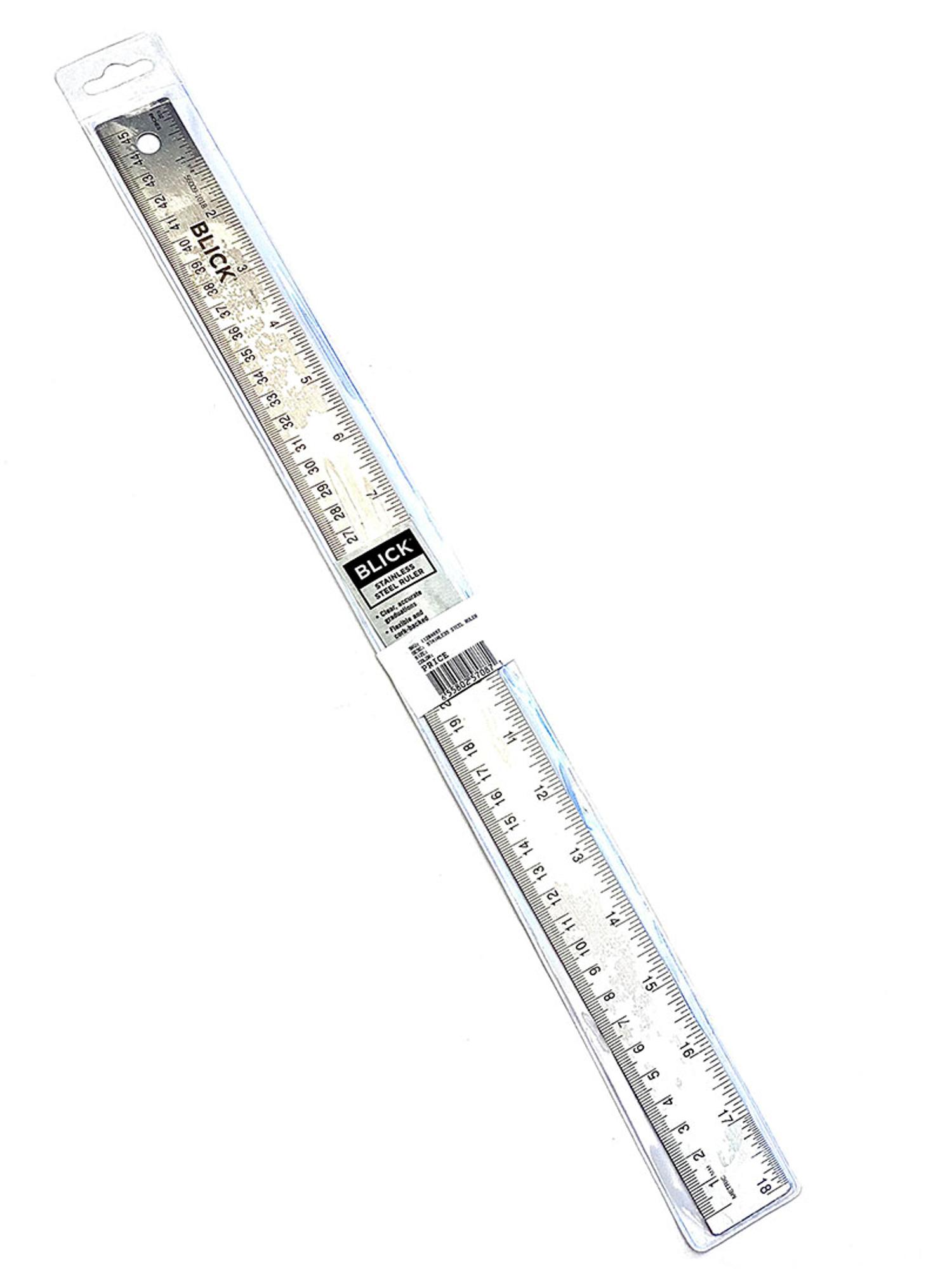 image of: BLICK STAINLESS STEEL/CORK BACKED RULER 18"