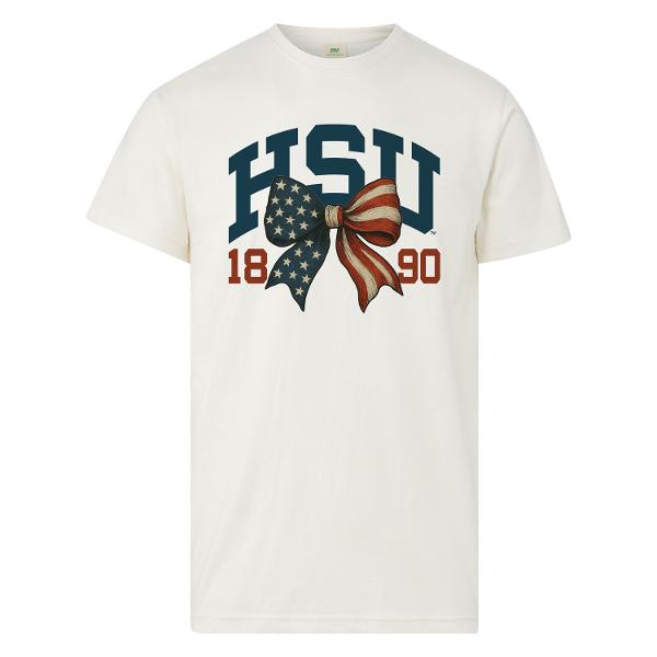 HSU Patriotic Bow Everest Sustainable Short Sleeve Tee; $23.99