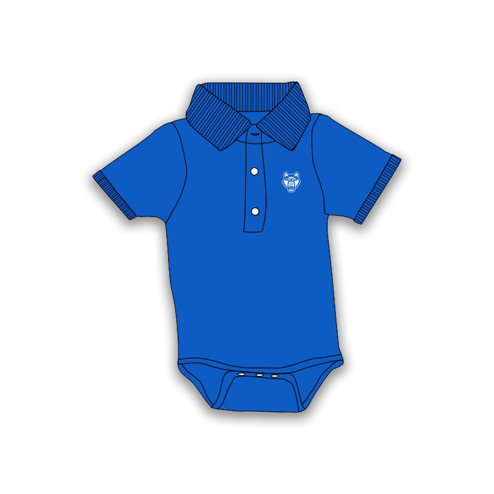image of: WOLF LOGO COTTON POLO ROMPER