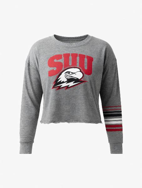 Colosseum Long Sleeve Striped Cropped Tee; $40.00