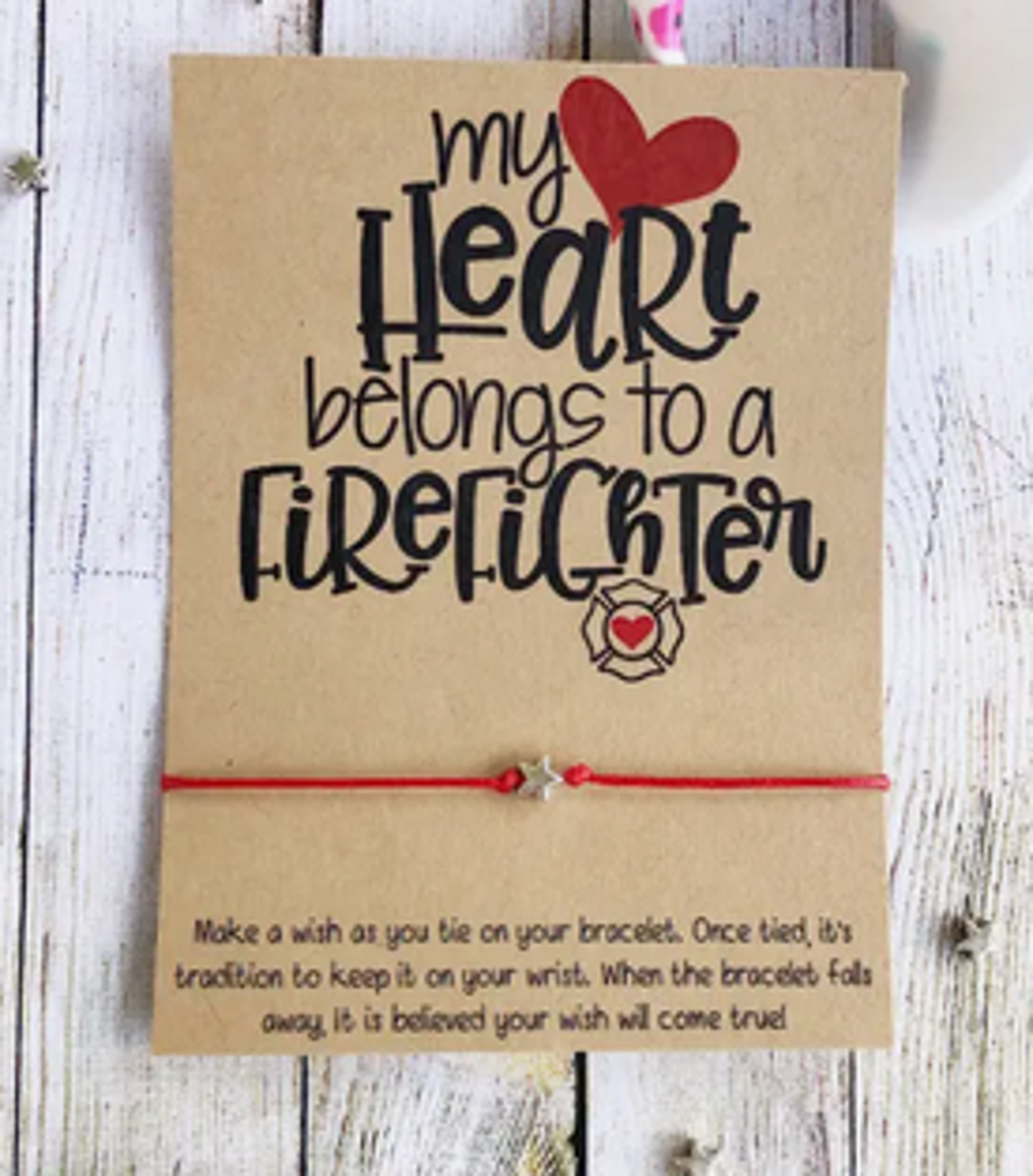 image of: My Heart Belongs to a Firefighter Bracelet