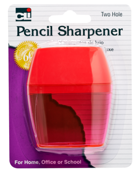 Charles Leonard Two Hole Pencil Sharpener, Assorted Colors; $2.98