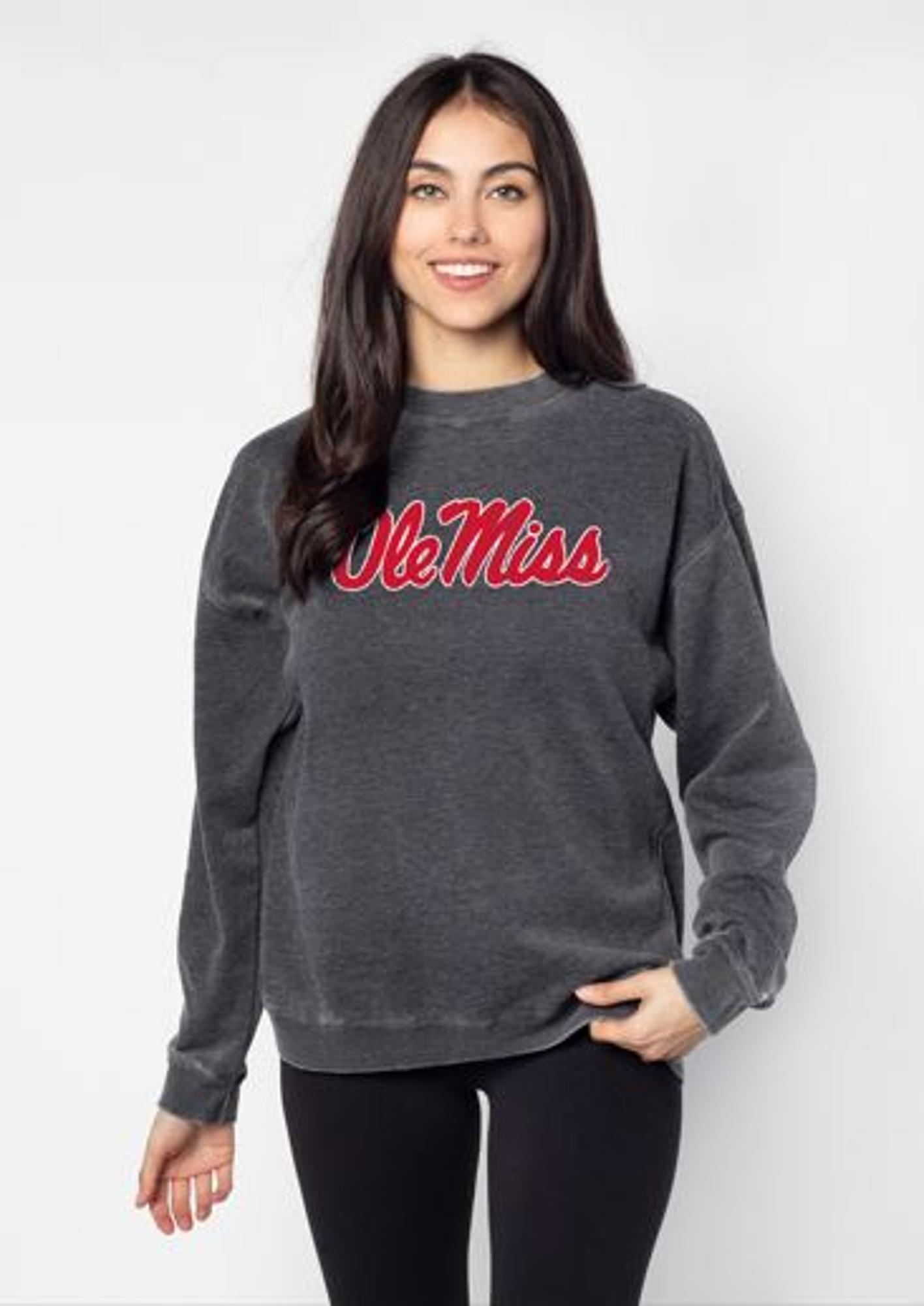 image of: Ole Miss Script Burnout Fleece Campus Crew