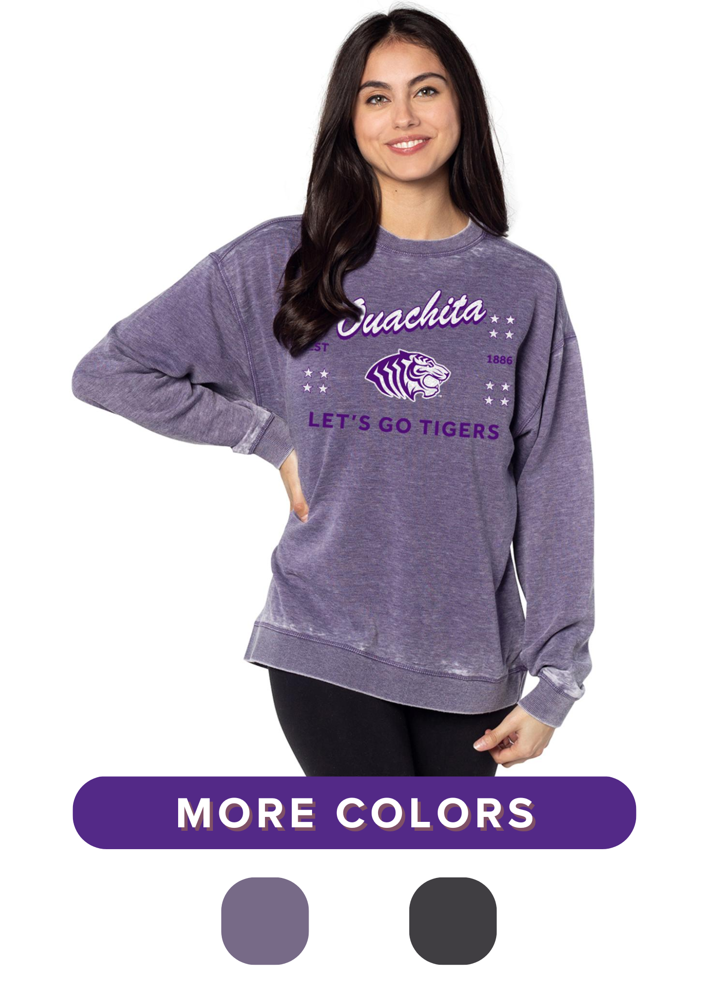 image of: * FINAL SALE * Ouachita Baptist University Women's 'Let's Go Tigers' Campus Crew Sweatshirt