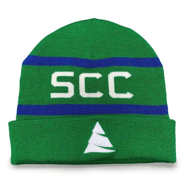 SCC BEANIE ROLL UP TREE GRN; $34.99