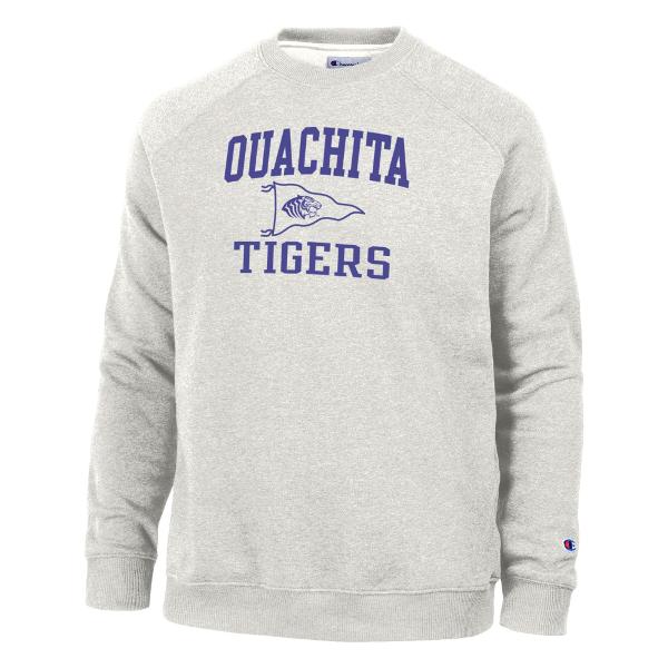 Ouachita Tigers Pennant Triumph Fleece Raglan Crew; $44.99