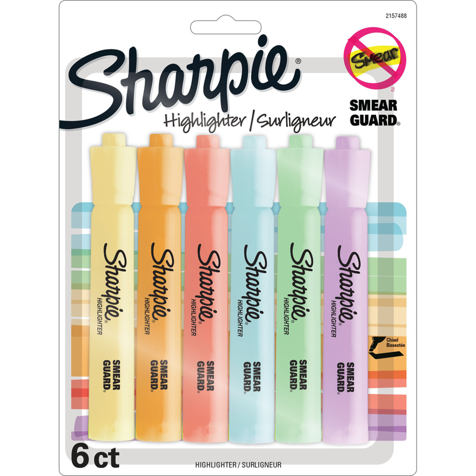 image of: Sharpie Tank Pastel Highlighter - Asst Chisel 6Pk