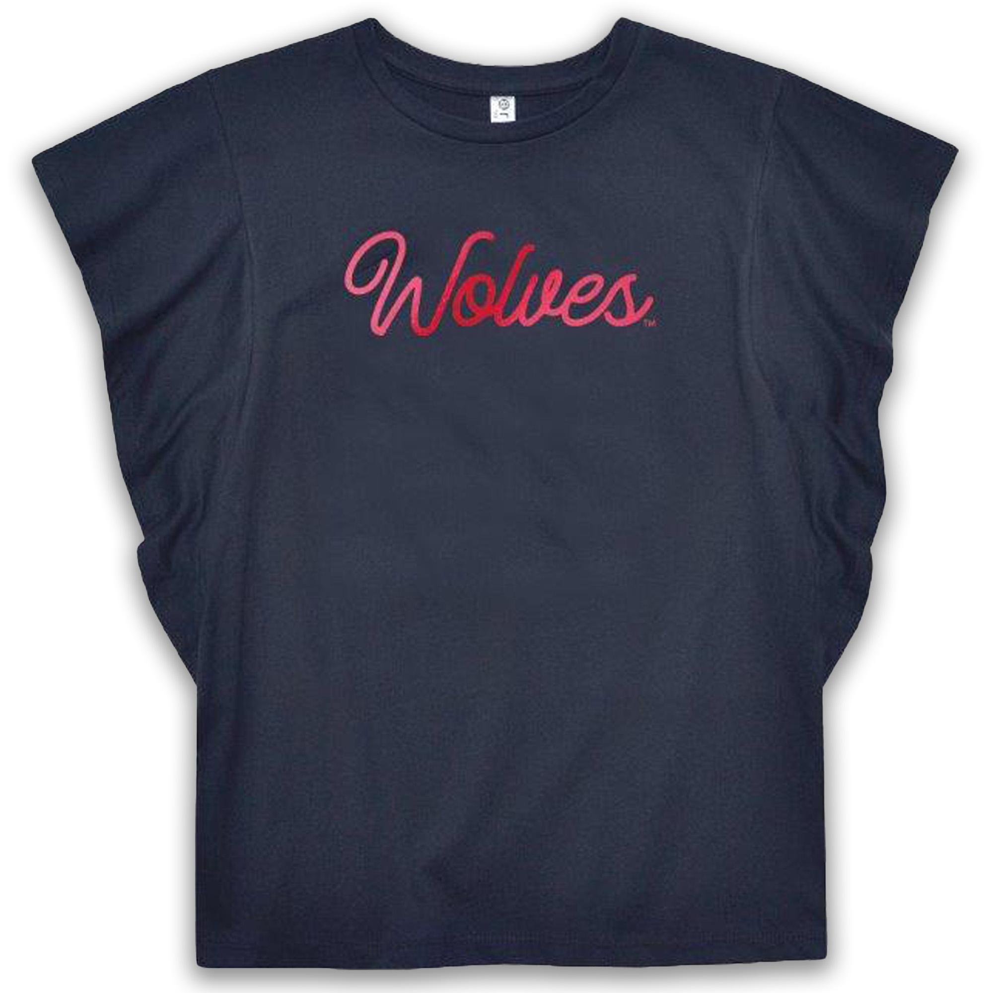image of: WOLVES FOIL TEXT MAZIE RUFFLE TEE