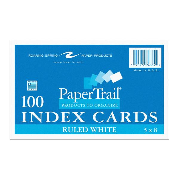 100 INDEX CARDS 5 x 8 (RULED); $2.59