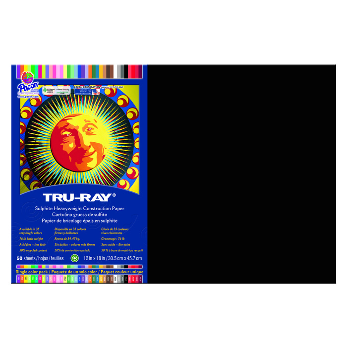 image of: Tru-Ray Construction Paper 12X18 Black