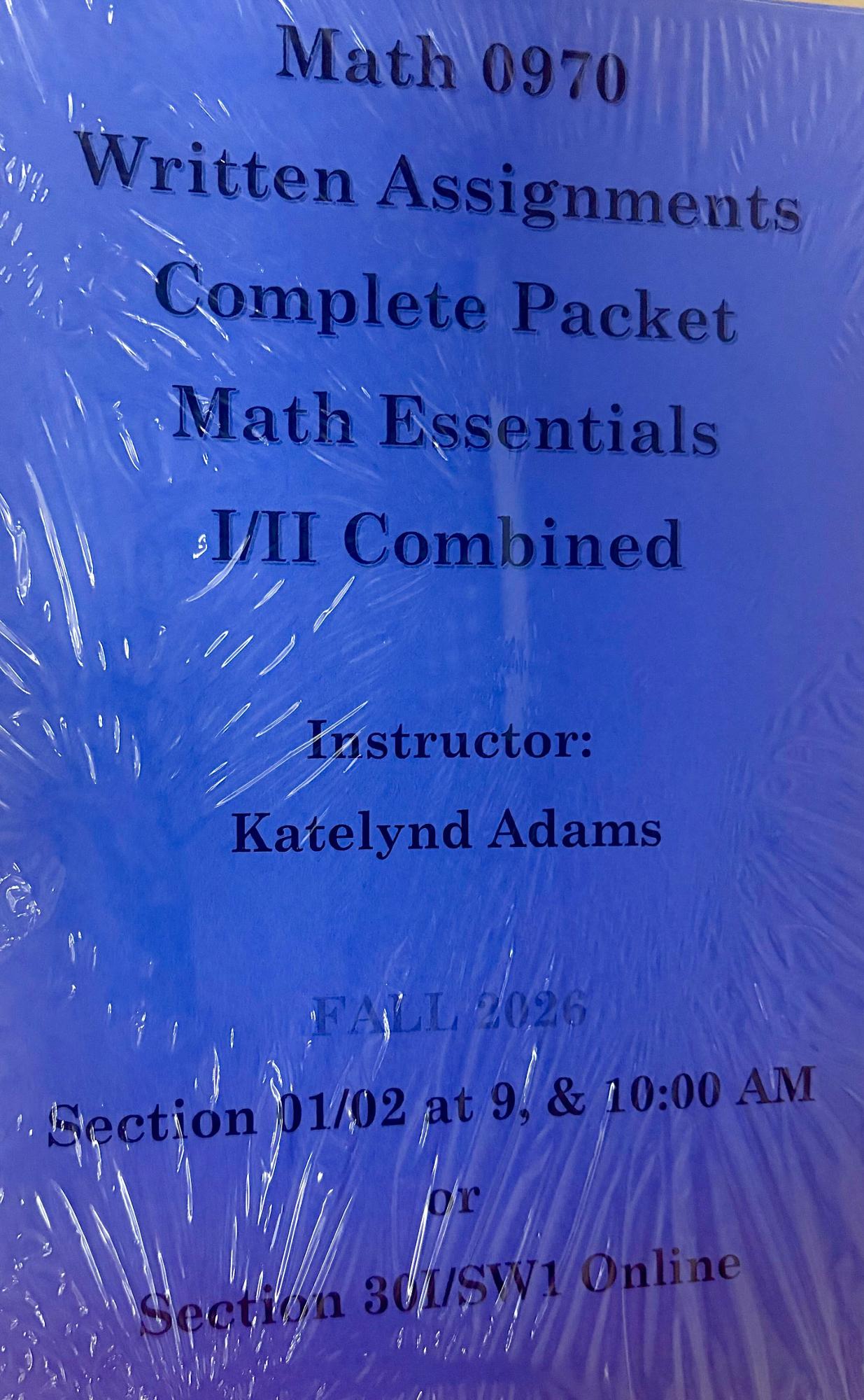 Cover image for MATH 0970 ASSIGNMENTS - ADAMS