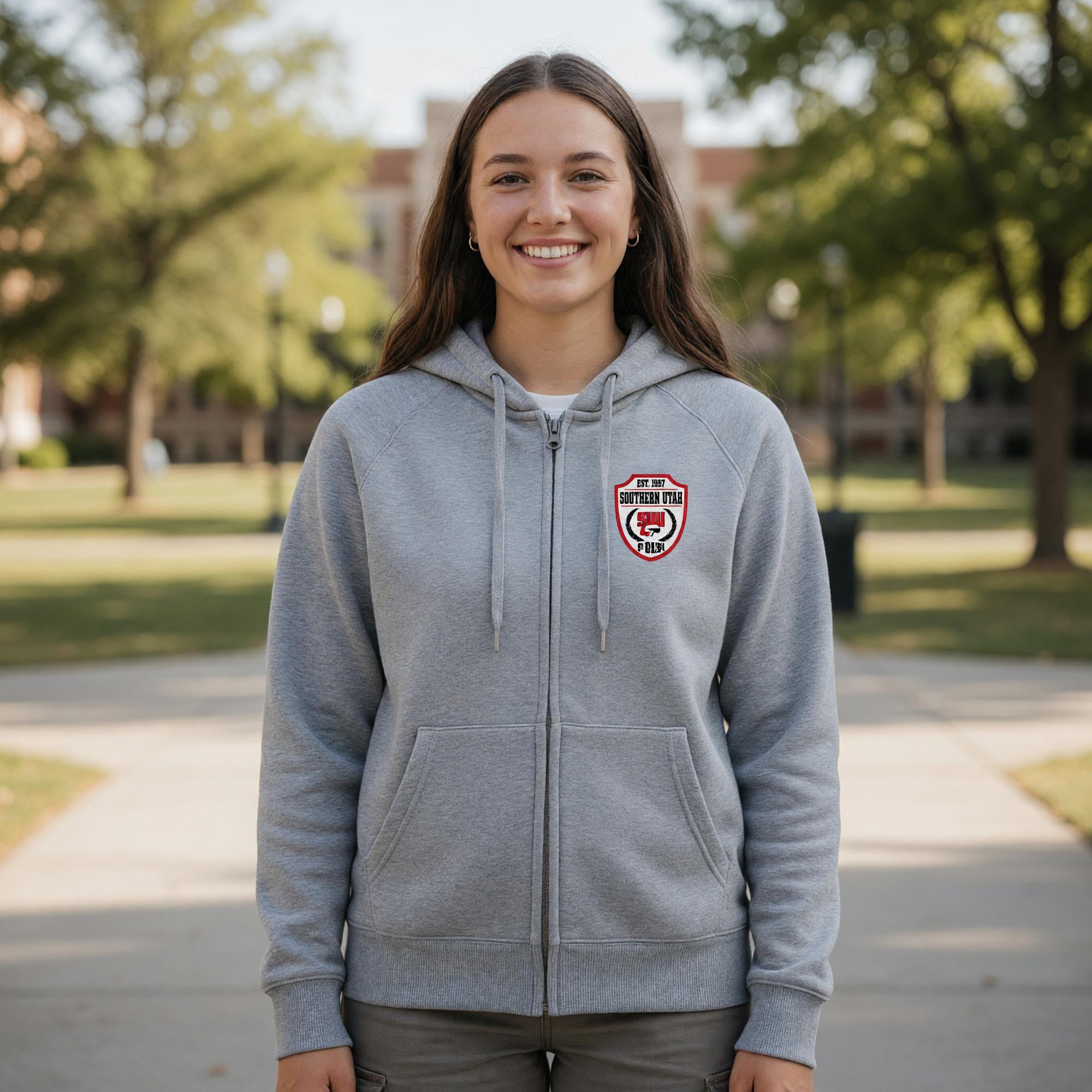 Product image 2 of 3 for MV SPORT FULL ZIP GRAY SUU PATCH LEFT CHEST