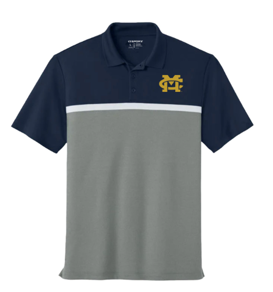 MC POLO SPORTEK COLORBLOCK NVY/GRY/WHT; $62.99