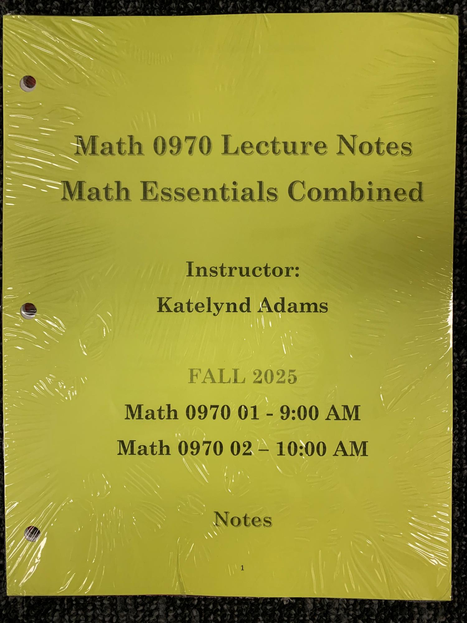 Cover image for MATH 0970 LECTURE NOTES - ADAMS