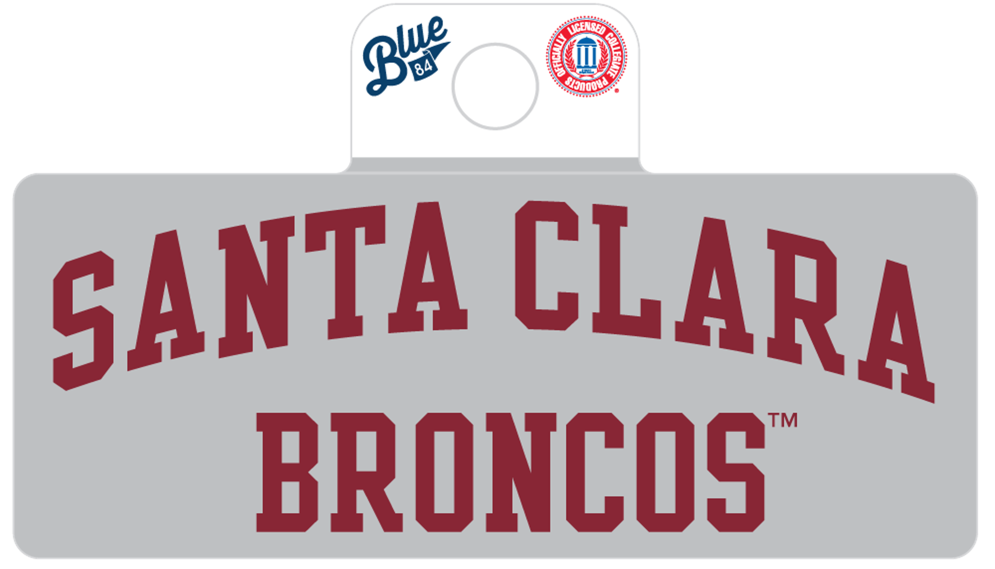 image of: Santa Clara Broncos Arch Blue 84 Sticker, Gray
