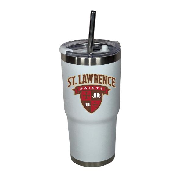 White Stainless Steel Tumbler with Straw; $28.95