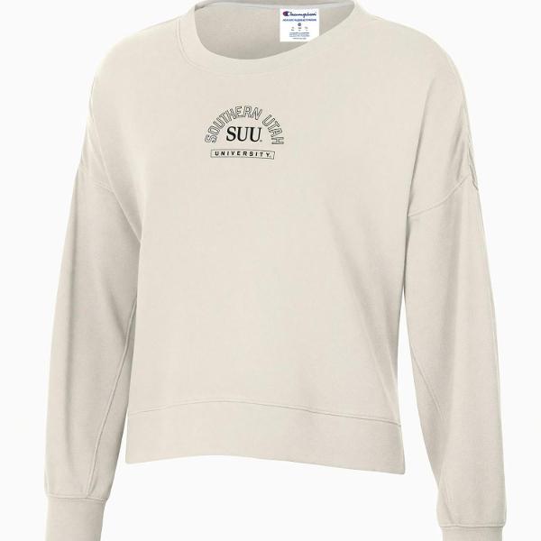 Women’s Sueded Crew Ivory SUU Thunderbirds; $54.99