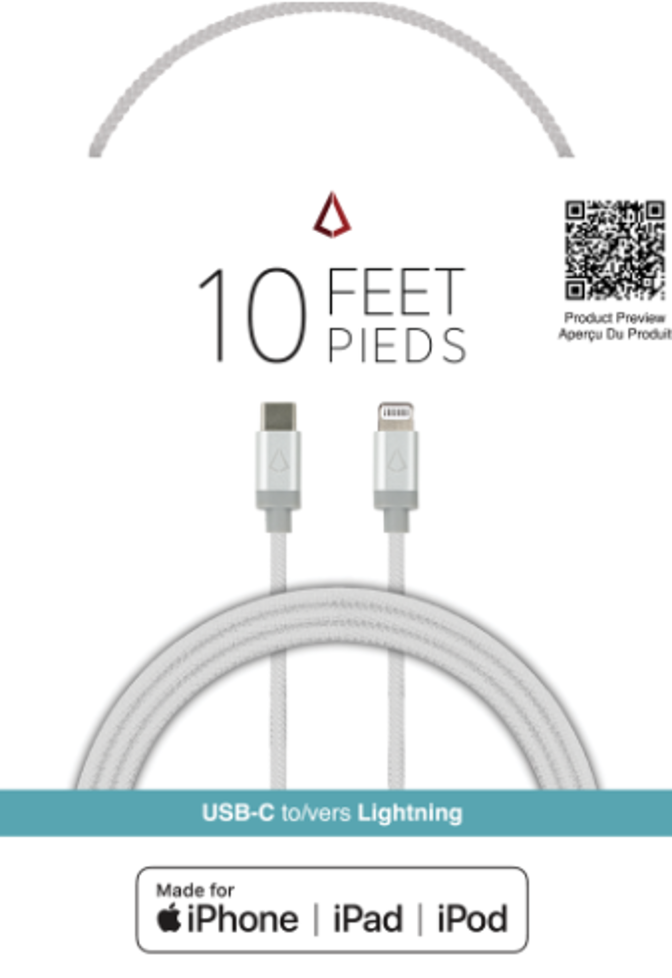 Product image 1 of 1 for LBT Premium Braided USB Cable, 10ft, USB-C to Lightning