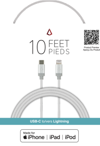 LBT Premium Braided USB Cable, 10ft, USB-C to Lightning; $19.98