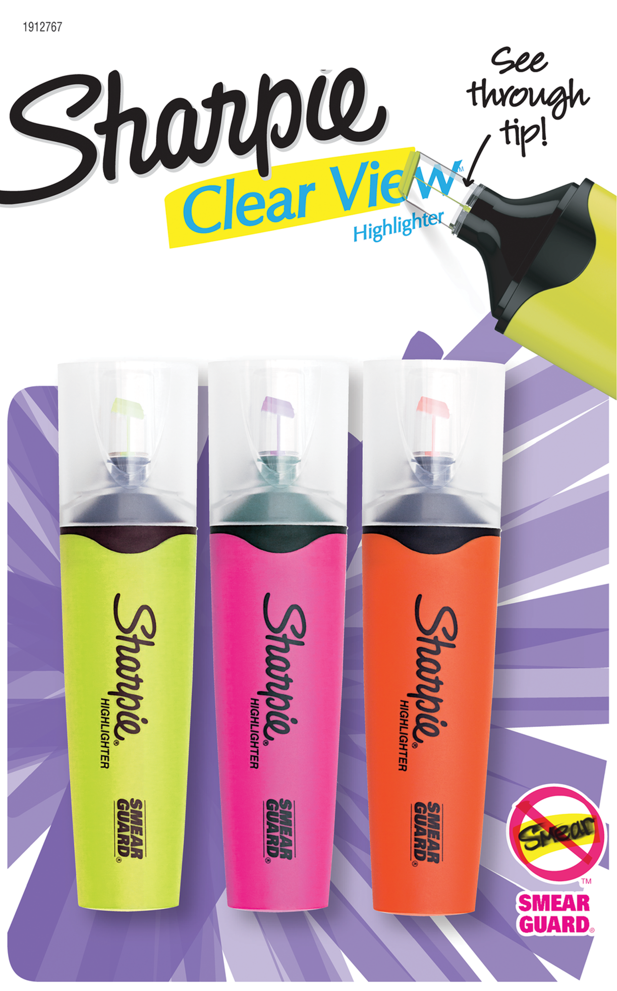 image of: Sharpie Clear View Tank Style Highlighter - Asst Chisel 3Pk BP