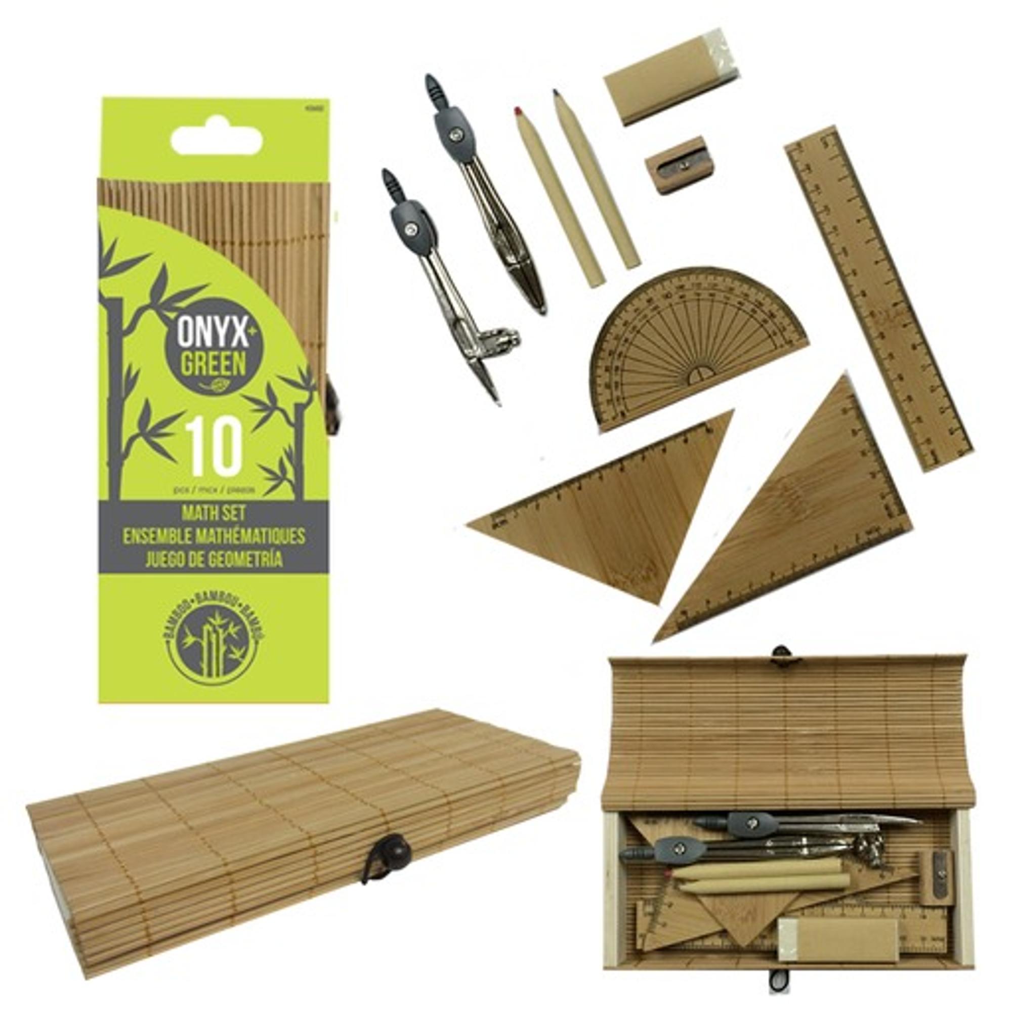 Product image 1 of 1 for 10pc math set, bamboo casing & components