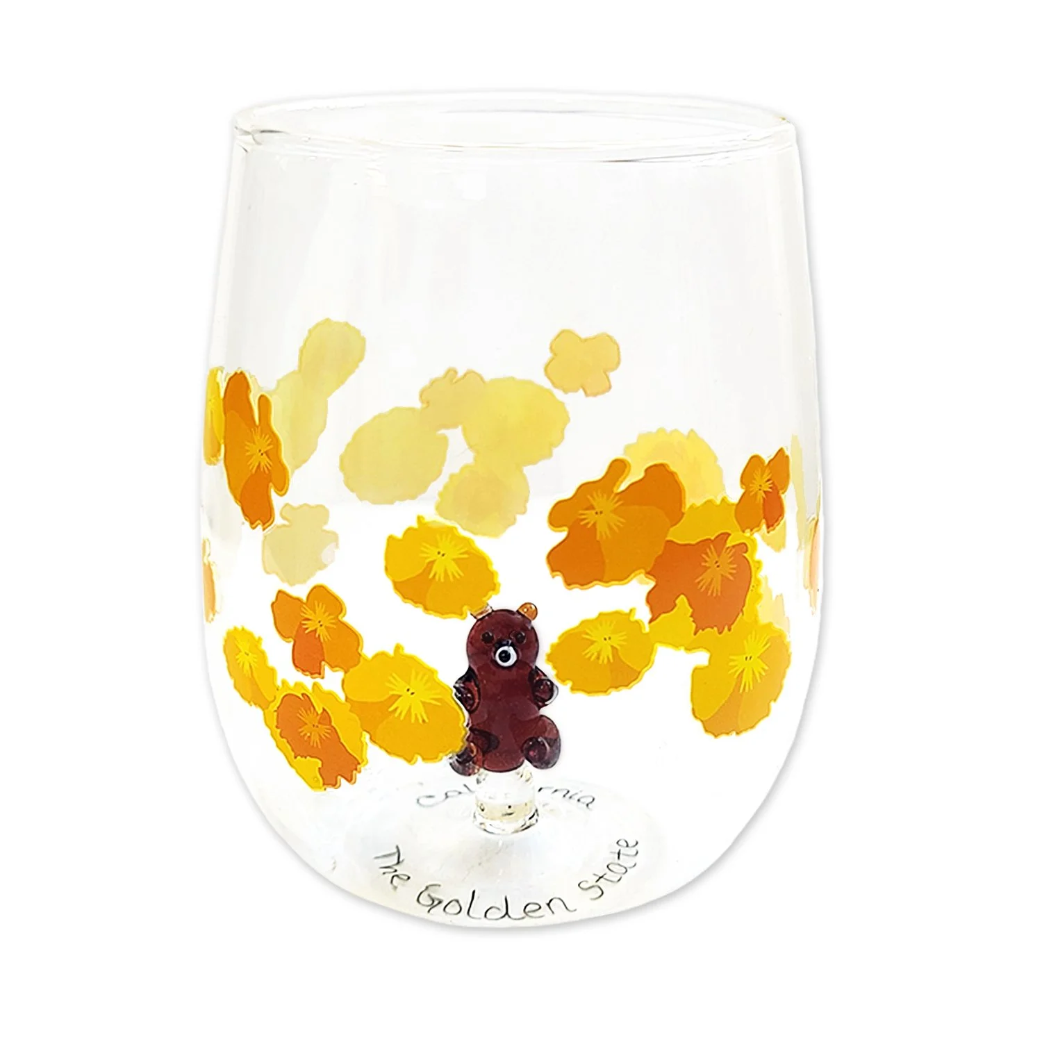 Product image 4 of 4 for California Poppy Bear Stemless Wine Glass