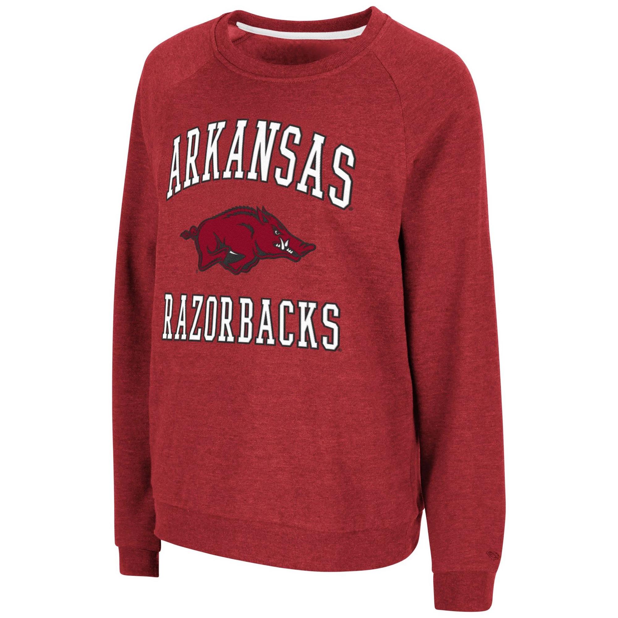 image of: Arkansas Razorbacks Women's Genius Crew Sweatshirt- Crimson