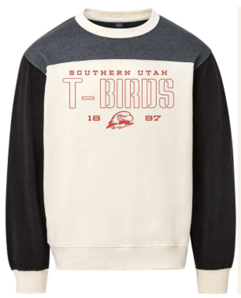 MV SPORT COLORBLOCK CREW GRAY/WHITE T-BIRDS 1897; $42.99