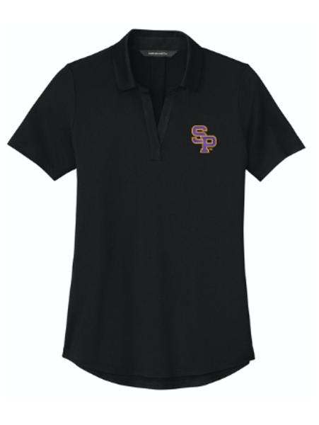UWSP SP Embroidered Women's Recharge Jersey Polo, Deep Black; $58.98