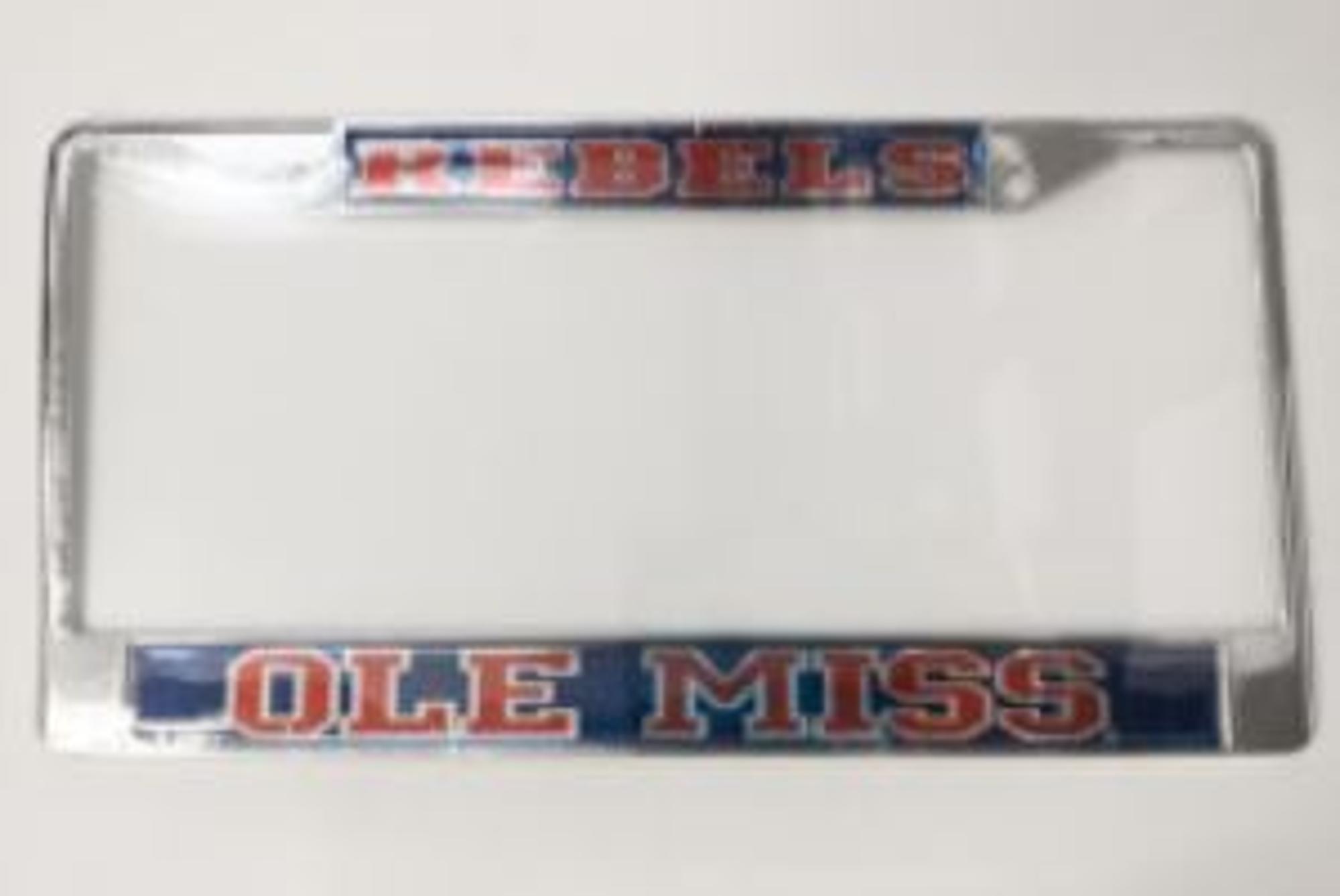 image of: Rebels Ole Miss Navy LIcense Plate Frame Straight