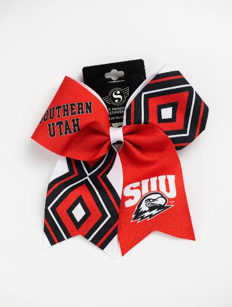 Cheer Ribbon Barrette – Red/Black SUU Spirit; $15.99