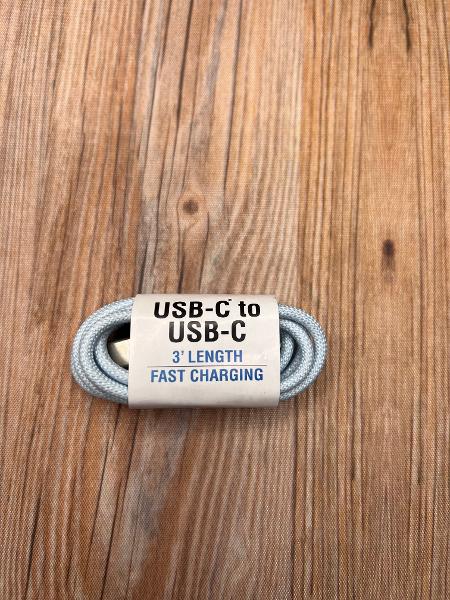 3' USB-C to USB-C Fast Cell Phone Cable - Blue; $6.99