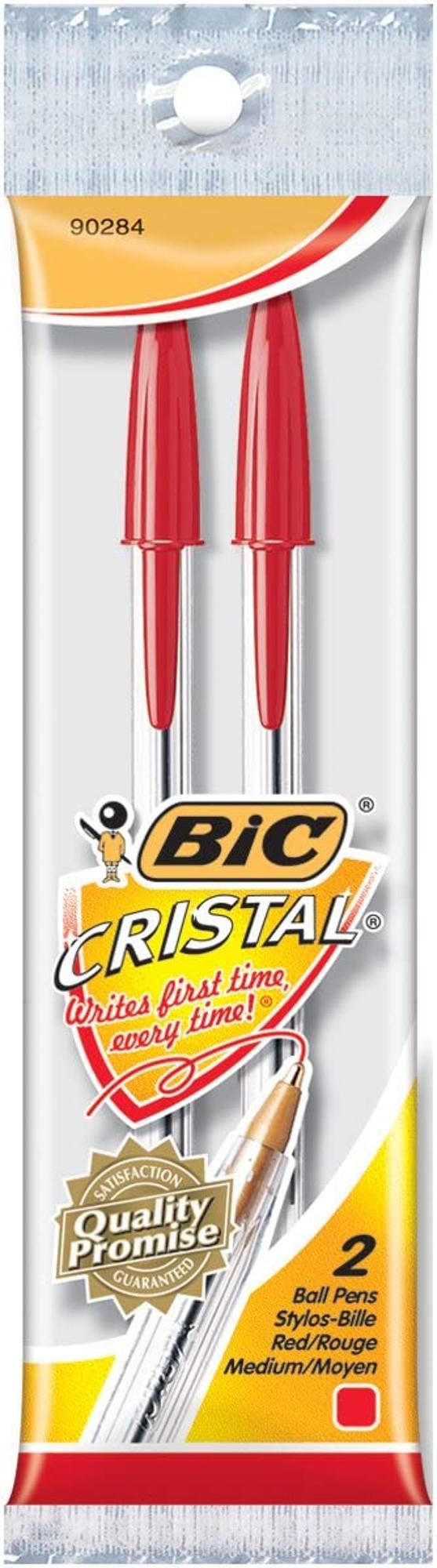 image of: CRISTAL STIC BALLPOINT PEN RED 2PK