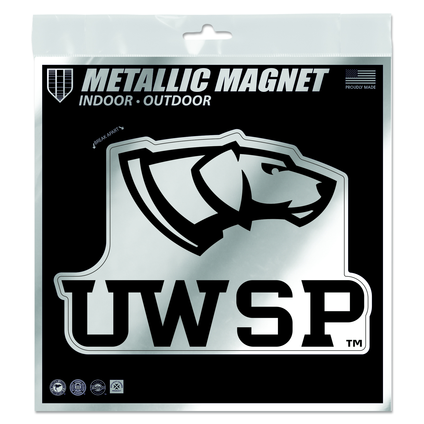 Product image 1 of 1 for UWSP Dog Head Die-Cut Metallic Magnet