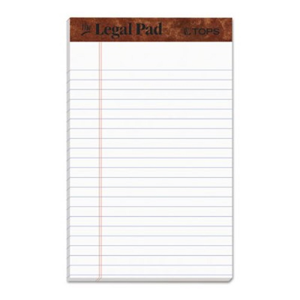 image of: TOPS 5x8 50 Sheets Jr. Legal Pad White