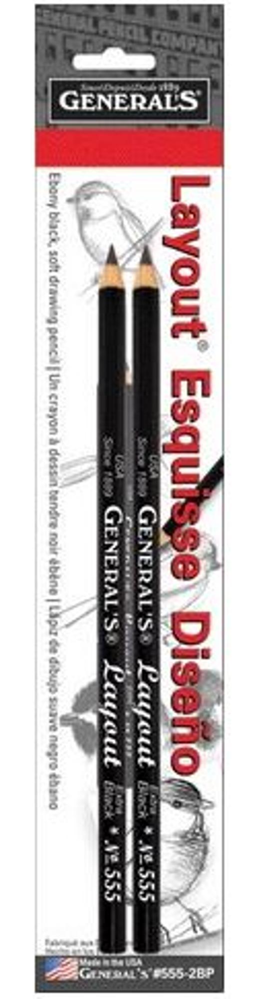 image of: Generals Layout Drawing Pencils 2pk Ebony Black