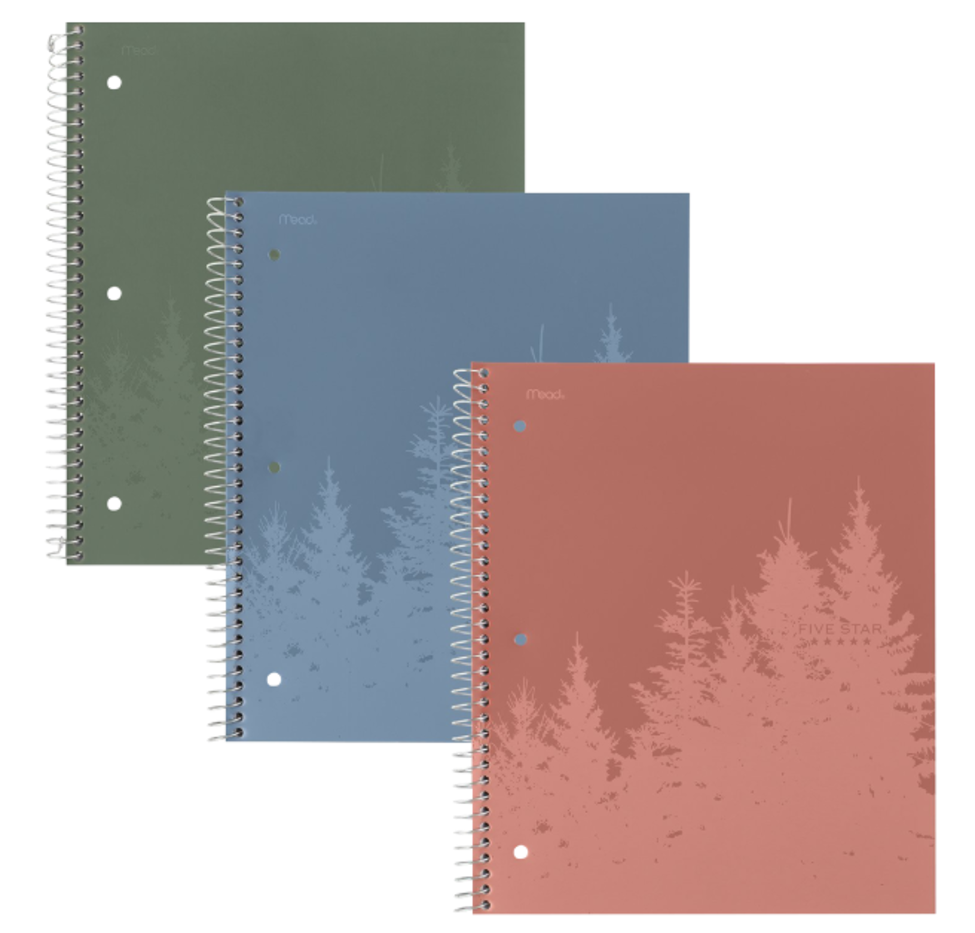 image of: Five Star 1-Subject College Ruled Recycled Spiral Notebook, Assorted Colors