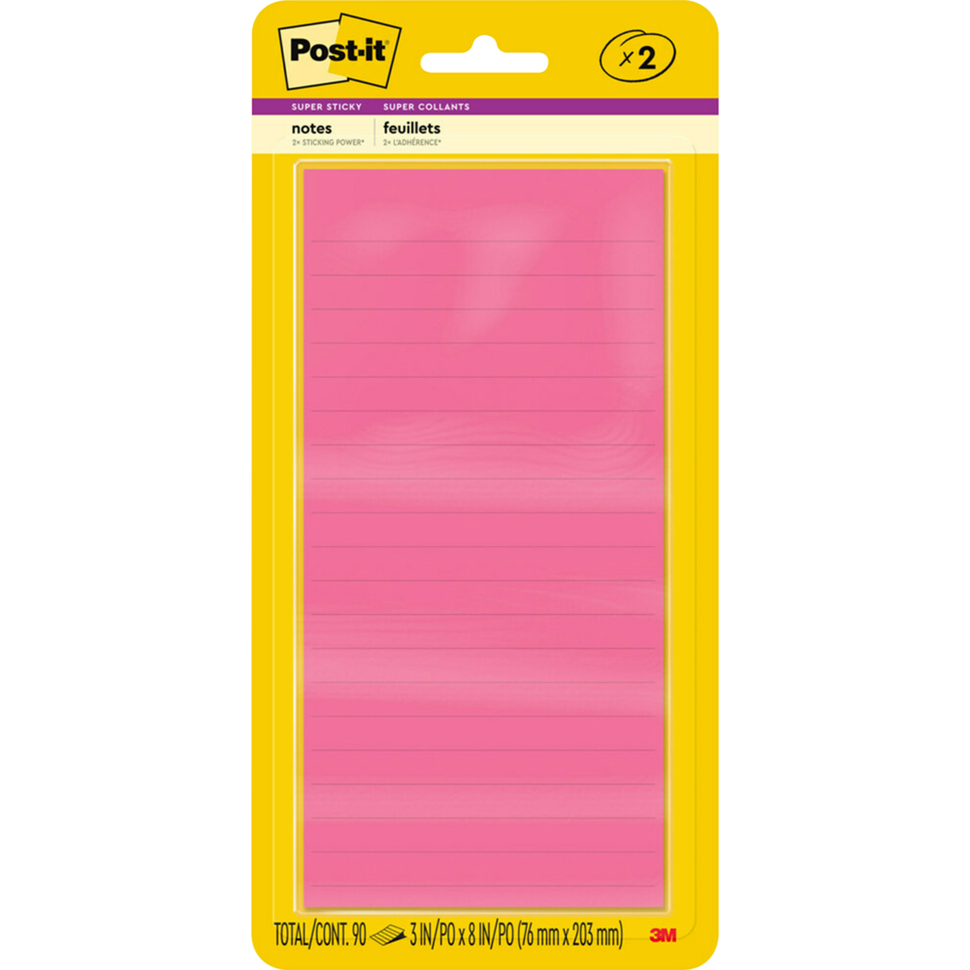 image of: Post-it Super Sticky Notes - Asst 3x8in 2Ct Box 45Sht